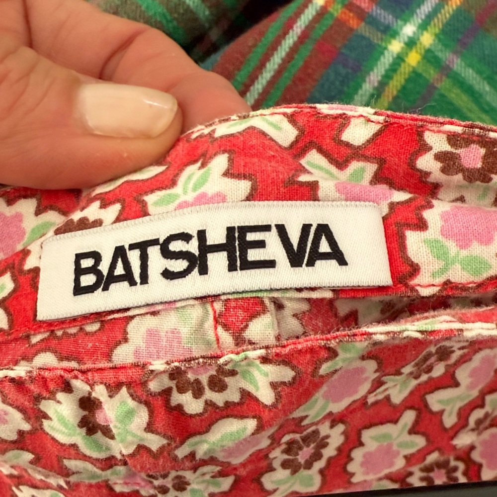 Batsheva Red and Pink Floral Pants